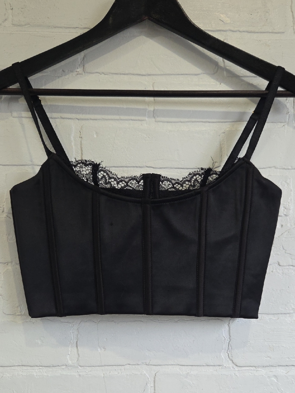 Meshki Satin And Lace Bustier Crop Top